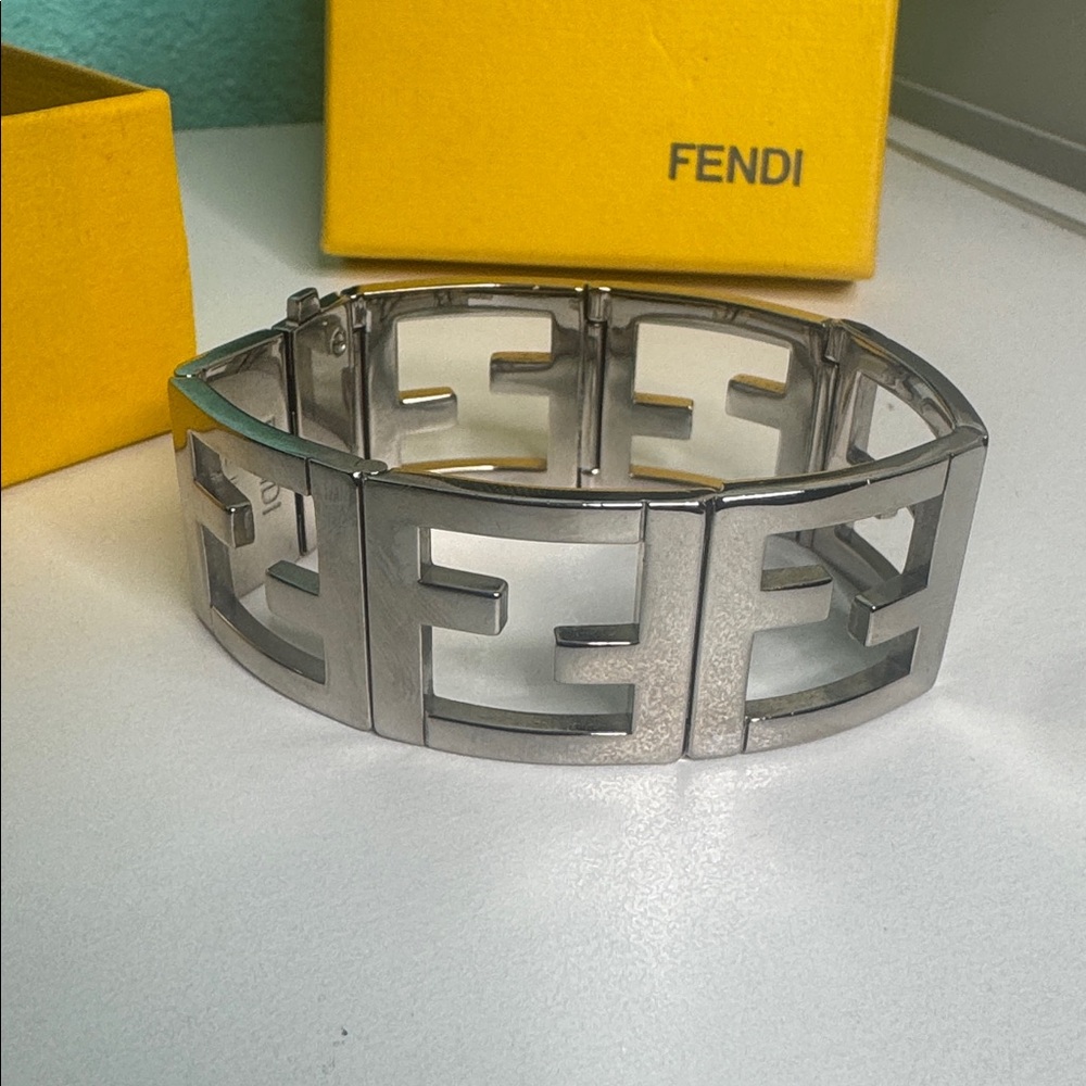 Fendi Silver FF Cutout Bracelet - Picture 7 of 8